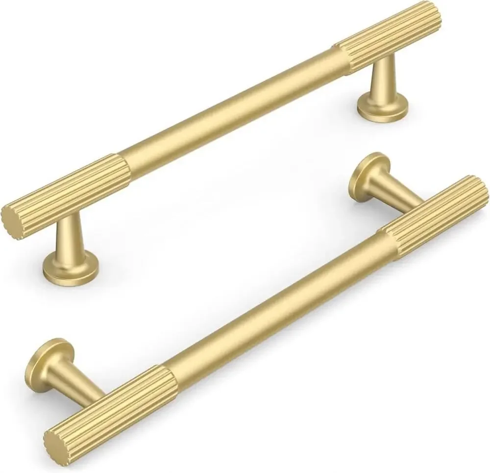 KNOKLOCK 10 Pack 5 Inch(128mm) Kitchen Cabinet Handles Brushed Gold Cabinet-GOLD